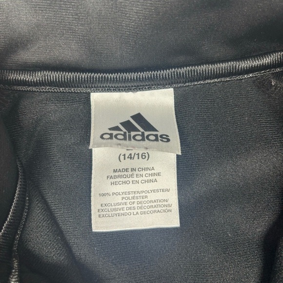 Adidas Jacket Boys Large Zip Up Activewear Pockets Athleisure Gym 3 Stripes - Picture 3 of 4